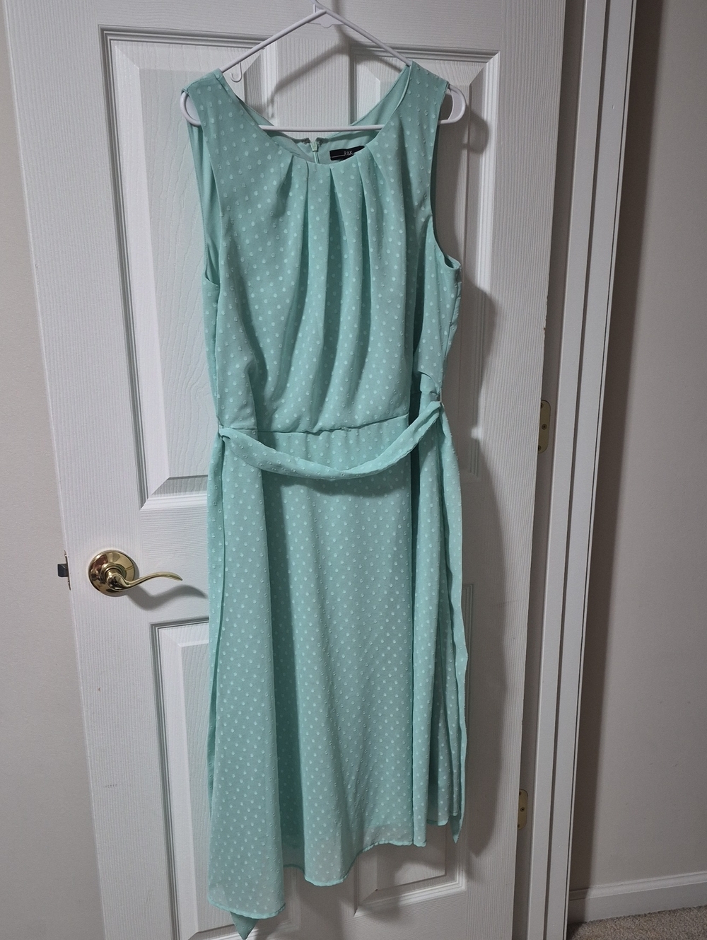 R&K Mint Polka-Dot Sleeveless Midi Dress